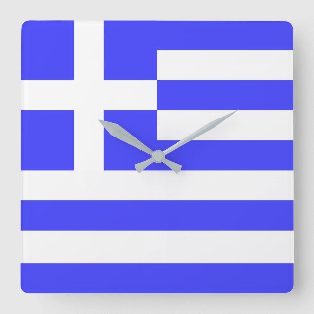 Die Uhr der griechischen Flagge auf dem Totplatz (Vorderseite)