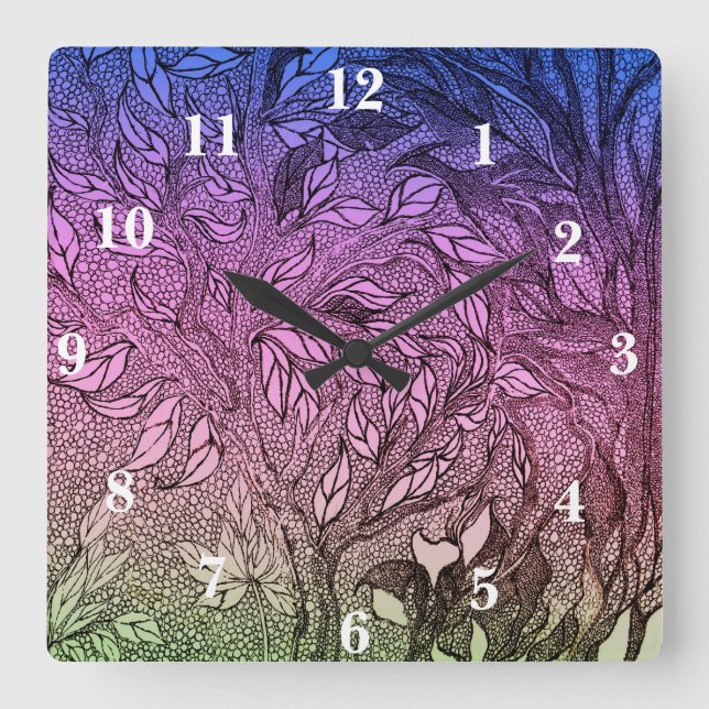 Die Uhr der Lebenden Bäume in der Nacht (Vorderseite)