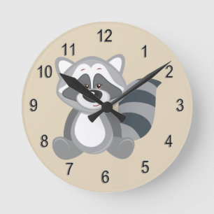 Die Uhr-niedlicher WaldRaccoon des Kindes Runde Wanduhr