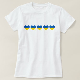 Die Ukraine faht fünf blaue und gelbe Herzen T-Shirt
