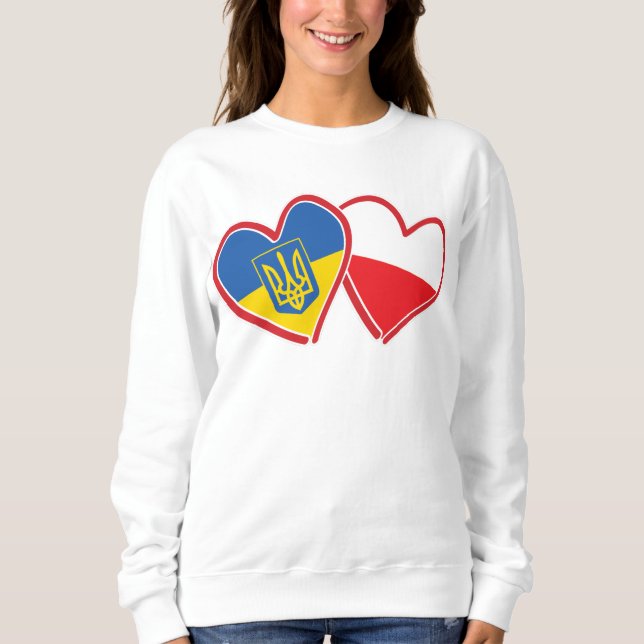 Die Ukraine und die polnische Flagge hören Sweatshirt (Vorderseite)