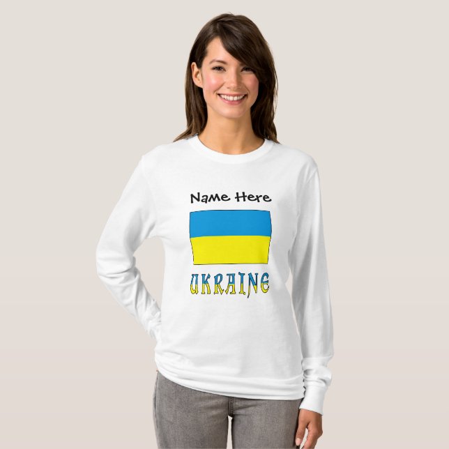 Die Ukraine und die ukrainische Fahne Personalisie T-Shirt (Vorne ganz)