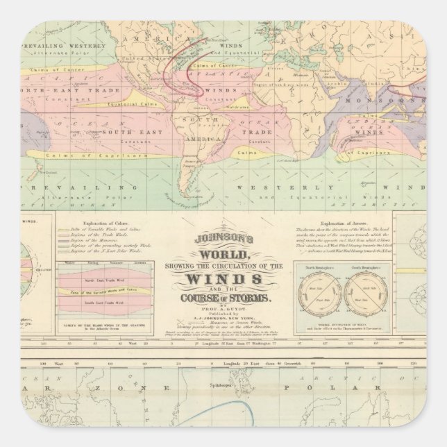 die Umlaufbahn der Winde Quadratischer Aufkleber (Vorderseite)