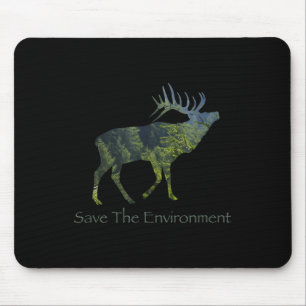 Die Umwelt der Hirsche-Silhouette retten Mousepad