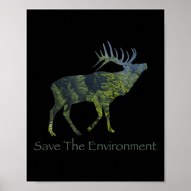 Die Umwelt der Hirsche-Silhouette retten Poster (Vorne)
