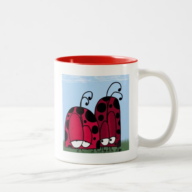 Die unangeforderte Liebe Ladybug Illustration Zweifarbige Tasse (Rechts)