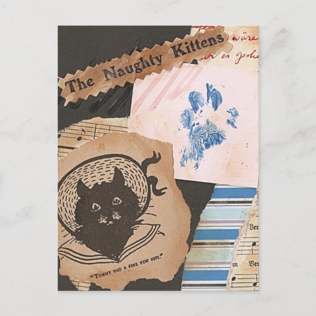 Die unartigen Kätzchen Collage Postkarte (Vorderseite)