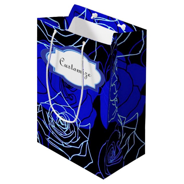 Die unerreichbare blaue Rose-Blumenbeutel Mittlere Geschenktüte (Vorderseite Schrägansicht)