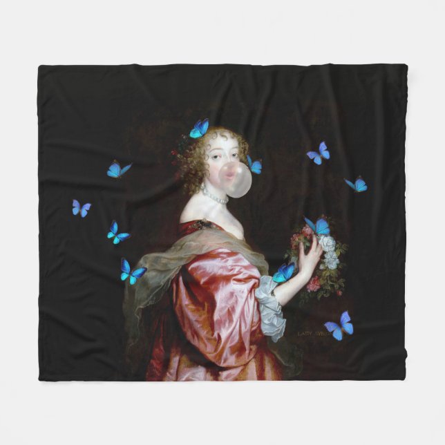 Die unerwartete Ankunft blauer Schmetterlinge Fleecedecke (Vorderseite (Horizontal))