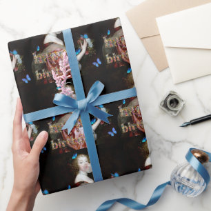 Die unerwartete Ankunft blauer Schmetterlinge Geschenkpapier