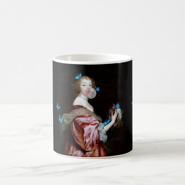 Die unerwartete Ankunft blauer Schmetterlinge Kaffeetasse (Mittel)