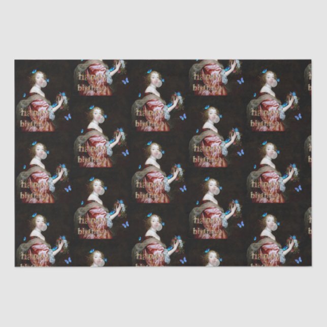 Die unerwartete Ankunft blauer Schmetterlinge Seidenpapier (Vorderseite)