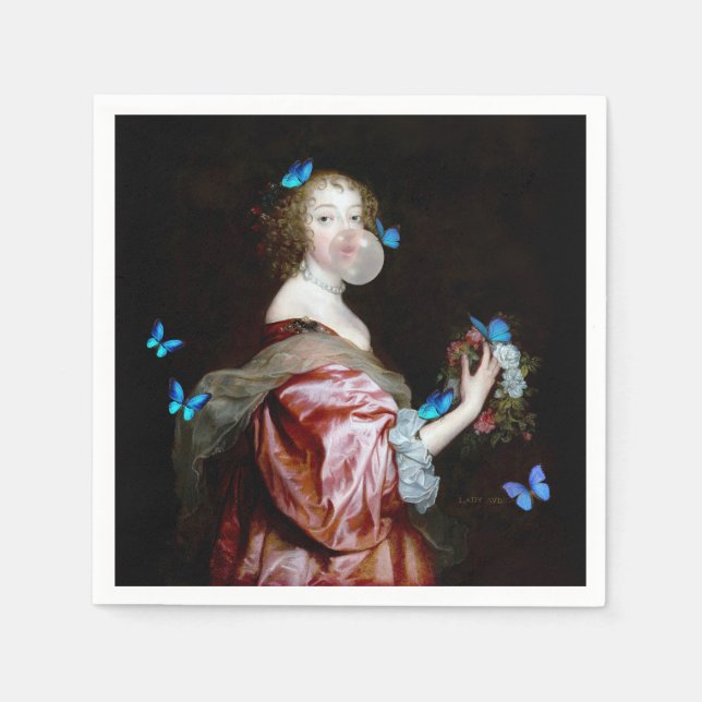 Die unerwartete Ankunft blauer Schmetterlinge Serviette (Vorderseite)