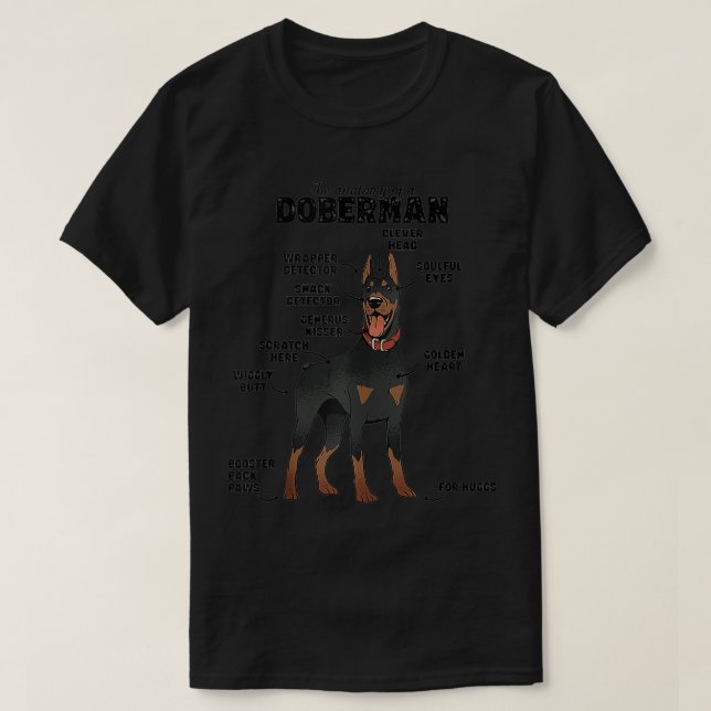 Die Unglaublich witzig Anatomie eines Doberman T-Shirt (Design vorne)