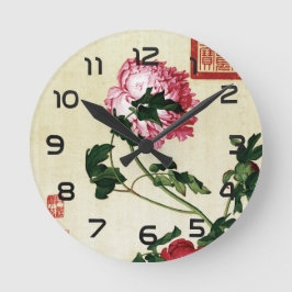 Die unsterbliche Peonie an der Schönen Kunst Runde Wanduhr