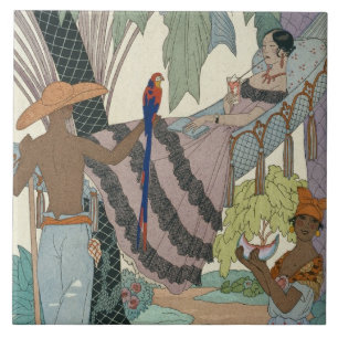 Die untätige Schönheit (pochoir Druck) Fliese