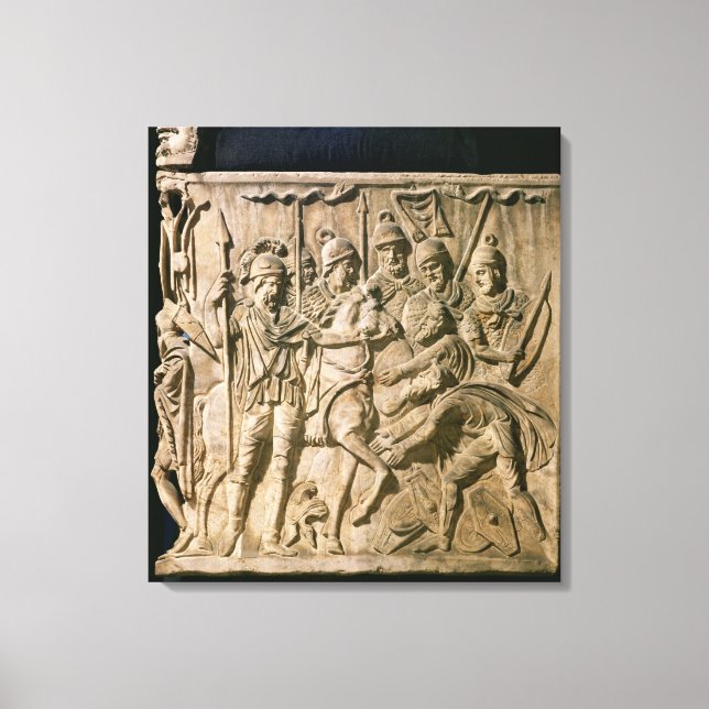 Die Unterwerfung eines Barbaren durch eine römisch Leinwanddruck (Vorderseite)