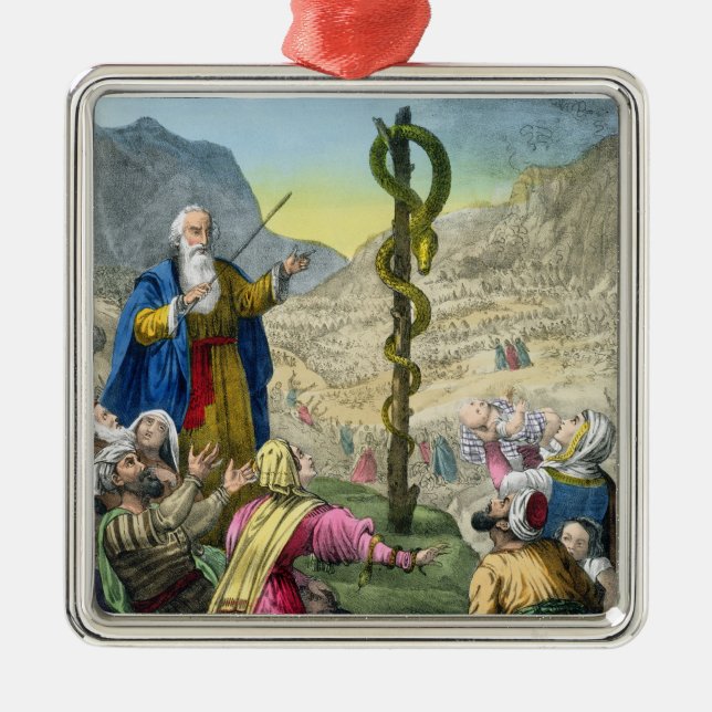 Die unverschämte Schlange, von einer Bibel Silbernes Ornament (Vorne)