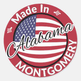 Die US Flagge-Flagge von Montgomery Alabama Runder Aufkleber
