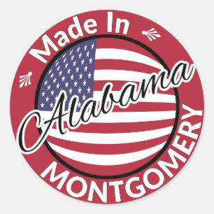 Die US Flagge-Flagge von Montgomery Alabama Runder Aufkleber