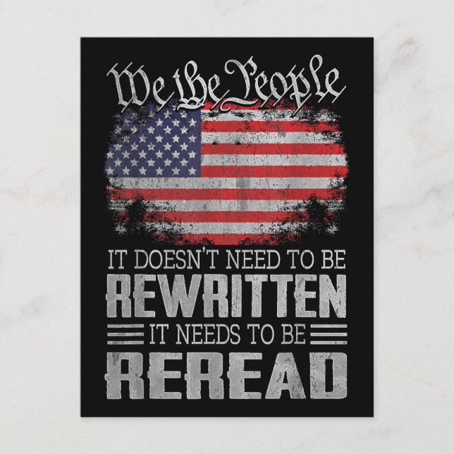 Die US-Flaggenverfassung der USA muss neu gelesen  Begleitkarte (Vorderseite)