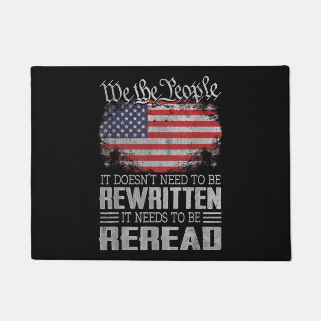 Die US-Flaggenverfassung der USA muss neu gelesen  Fußmatte (Vorderseite)