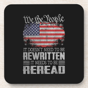 Die US-Flaggenverfassung der USA muss neu gelesen  Getränkeuntersetzer