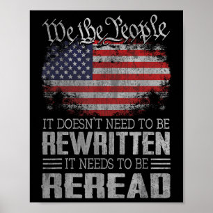 Die US-Flaggenverfassung der USA muss neu gelesen  Poster