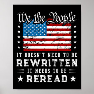 Die US-Flaggenverfassung der USA muss neu gelesen Poster