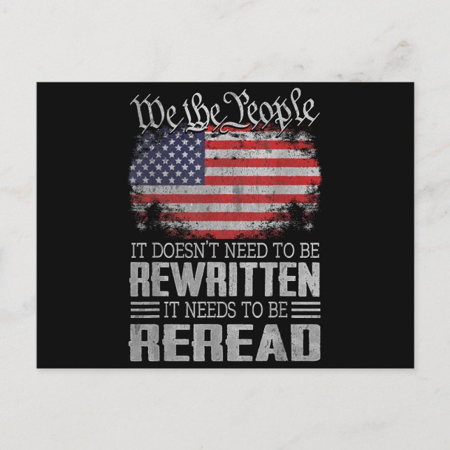 Die US-Flaggenverfassung der USA muss neu gelesen  Postkarte (Vorderseite)