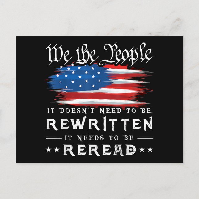 Die US-Flaggenverfassung der USA muss neu gelesen  Postkarte (Vorderseite)