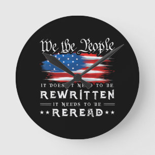 Die US-Flaggenverfassung der USA muss neu gelesen  Runde Wanduhr