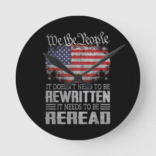 Die US-Flaggenverfassung der USA muss neu gelesen  Runde Wanduhr