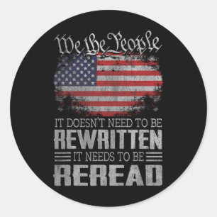 Die US-Flaggenverfassung der USA muss neu gelesen  Runder Aufkleber