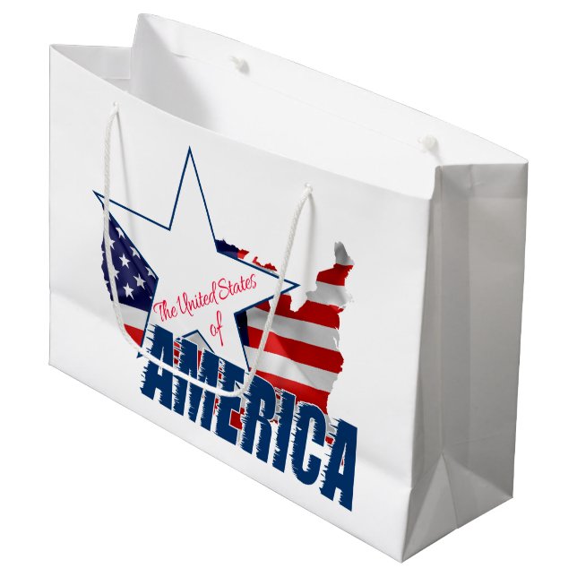 Die USA 4. Juli Große Geschenktüte (Vorderseite Schrägansicht)