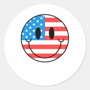 Die USA freuen sich auf die amerikanische Flagge l Runder Aufkleber