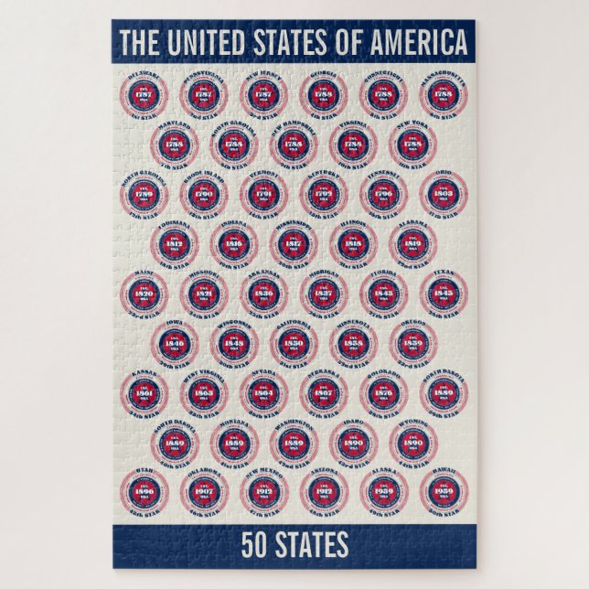 Die USA Patriotic 50 Staaten Puzzle (Vertikal)