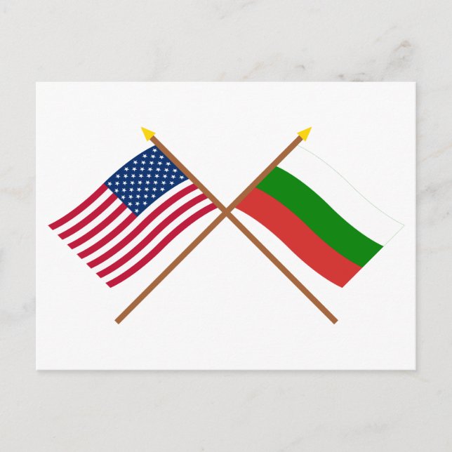 Die USA und Bulgarien überquerten die Flaggen Postkarte (Vorderseite)