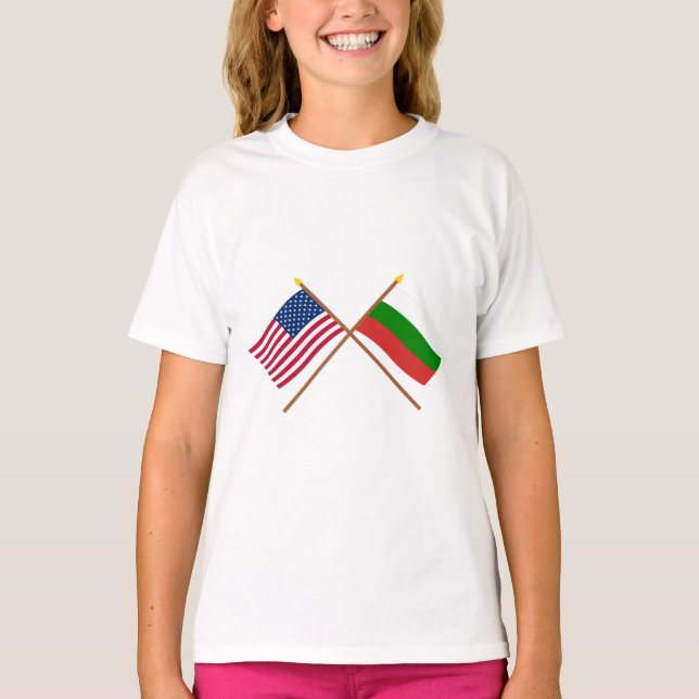 Die USA und Bulgarien überquerten die Flaggen T-Shirt (Vorderseite)