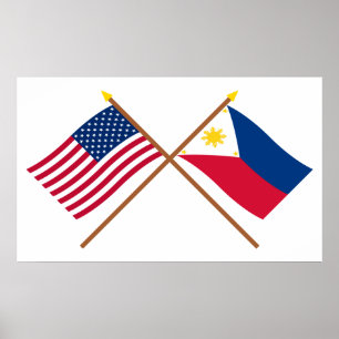 Die USA und die Philippinen überquerten die Fahnen Poster