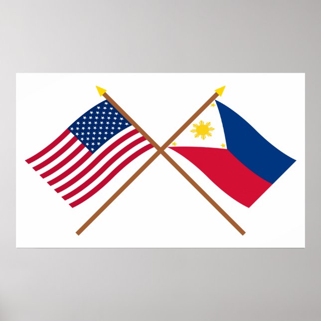 Die USA und die Philippinen überquerten die Fahnen Poster (Vorne)