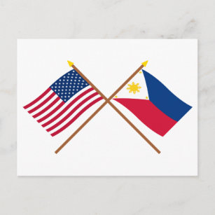 Die USA und die Philippinen überquerten die Fahnen Postkarte