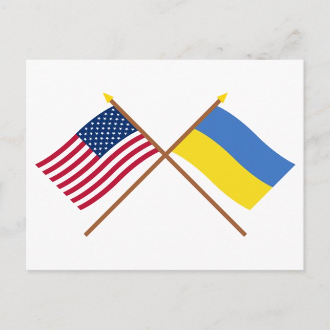 Die USA und die Ukraine überquerten die Fahnen Postkarte (Vorderseite)