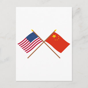 Die USA und die Volksrepublik China überquerten di Postkarte