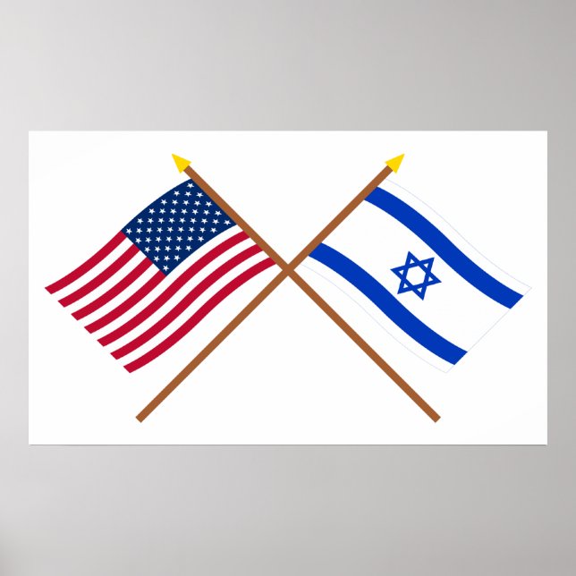 Die USA und Israel überquerten die Fahnen Poster (Vorne)