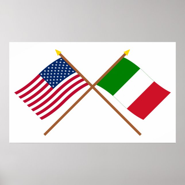 Die USA und Italien überquerten die Fahnen Poster (Vorne)