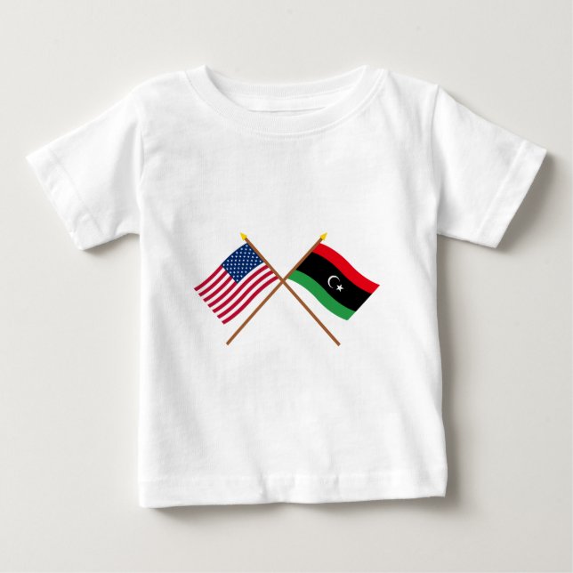 Die USA und Libyen überquerten die Fahnen Baby T-shirt (Vorderseite)