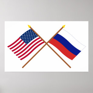 Die USA und Russland überquerten die Fahnen Poster