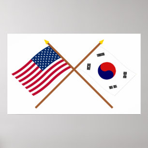 Die USA und Südkorea überquerten die Fahnen Poster