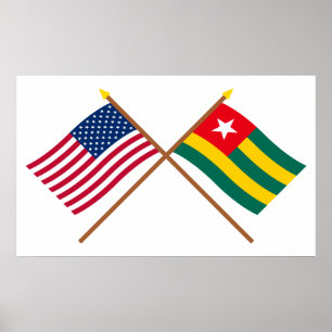 Die USA und Togo überquerten Flaggen Poster